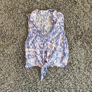 Button Down Blouse with Tie